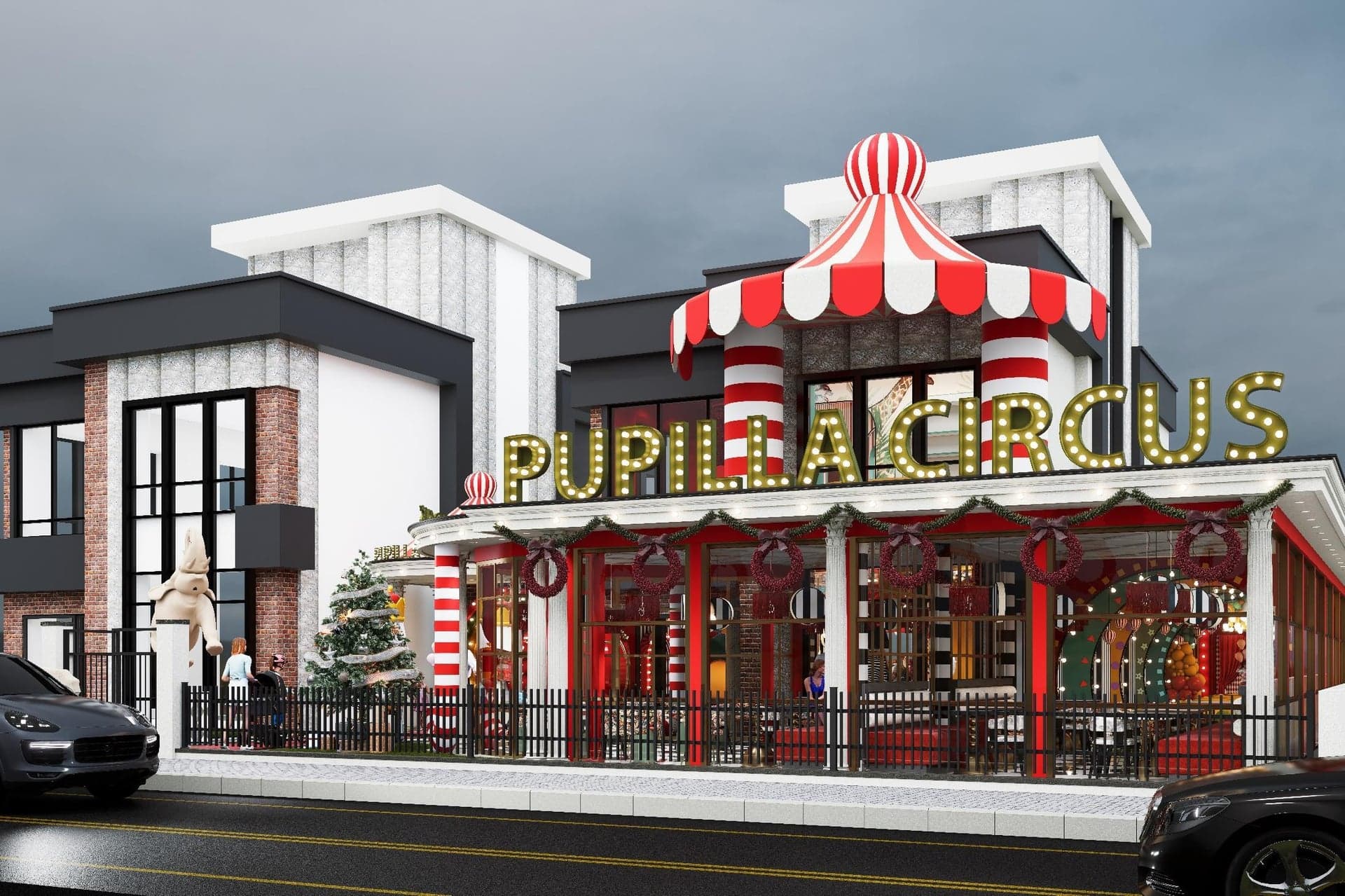 Pupilla Circus Ankara — sirk temalı çocuk eğlence merkezi cephe ve iç mimari tasarımı — görsel 2/47