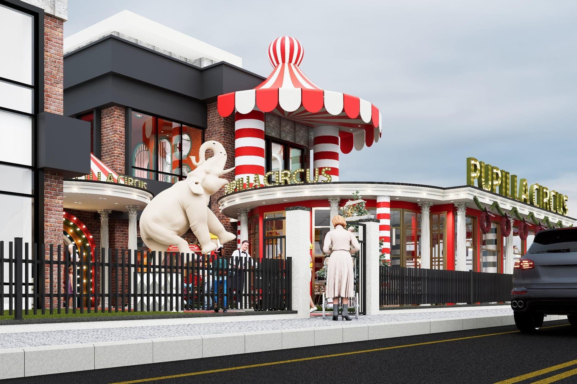 Pupilla Circus Ankara — sirk temalı çocuk eğlence merkezi cephe ve iç mimari tasarımı — görsel 3/47