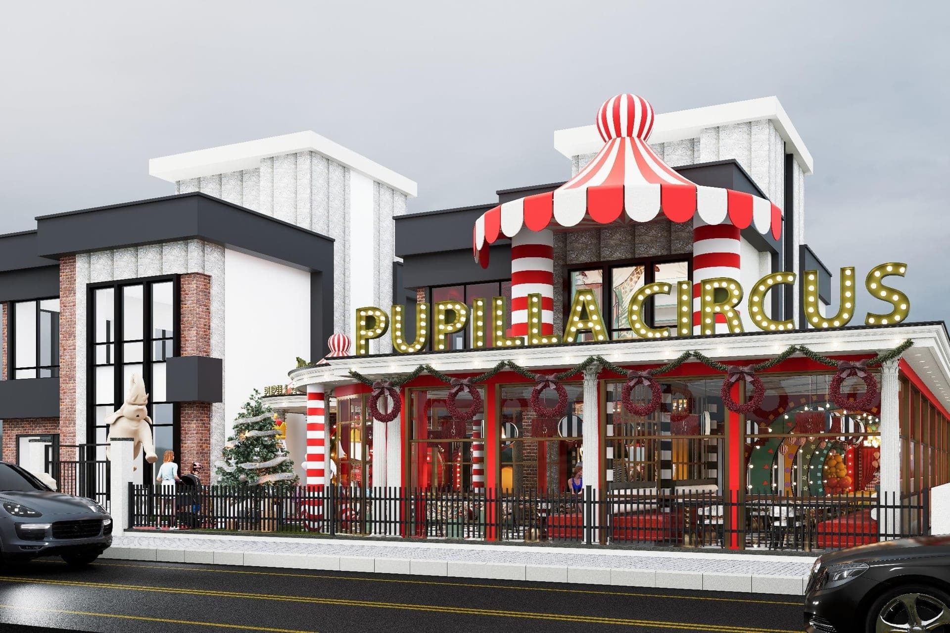 Pupilla Circus Ankara — sirk temalı çocuk eğlence merkezi cephe ve iç mimari tasarımı — görsel 4/47