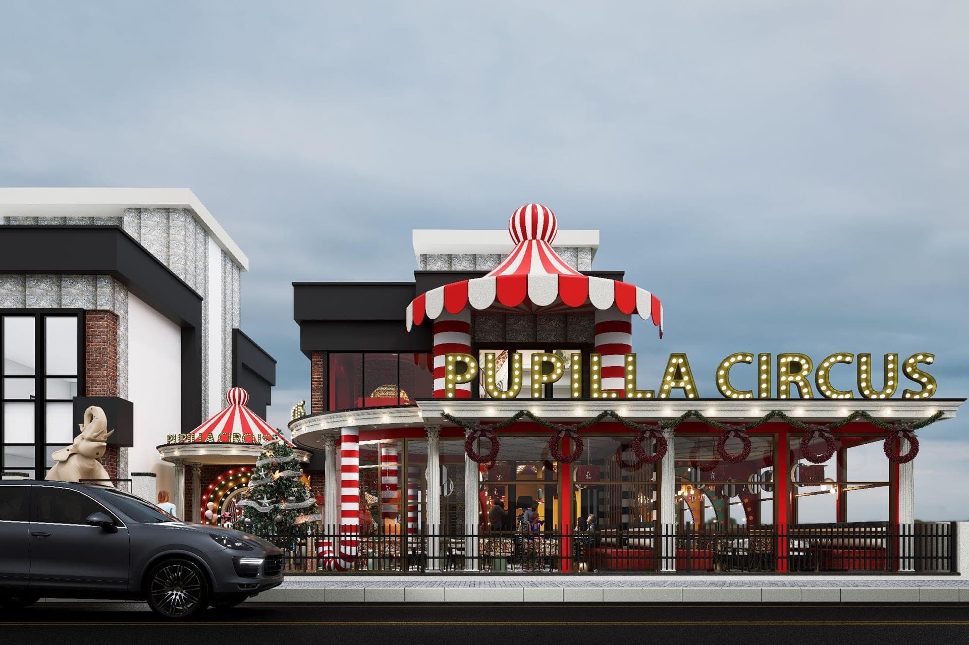 Pupilla Circus Ankara — sirk temalı çocuk eğlence merkezi cephe ve iç mimari tasarımı — görsel 6/47
