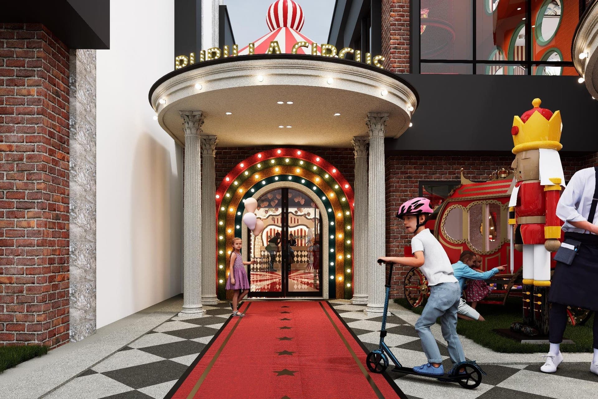 Pupilla Circus Ankara — sirk temalı çocuk eğlence merkezi cephe ve iç mimari tasarımı — görsel 8/47