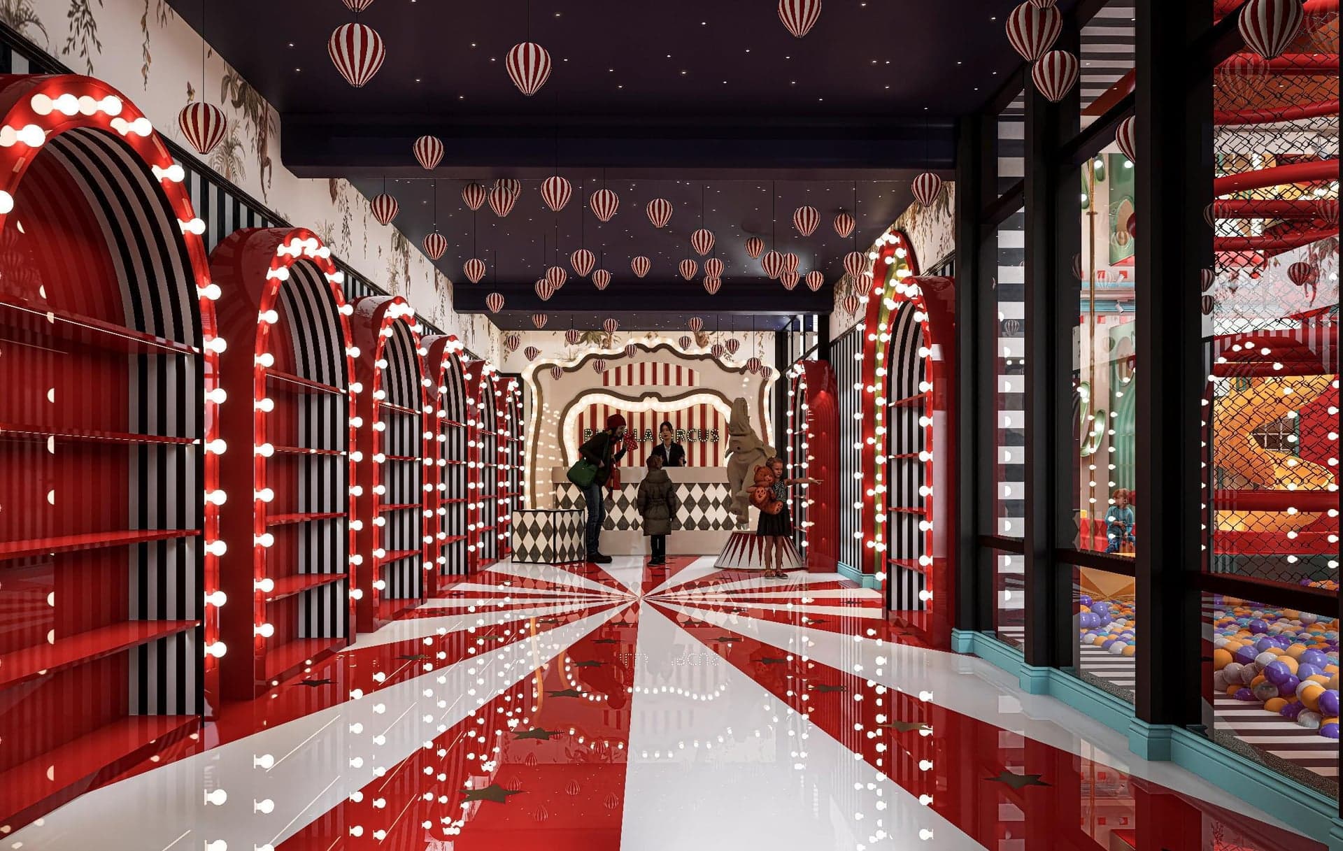 Pupilla Circus Ankara — sirk temalı çocuk eğlence merkezi cephe ve iç mimari tasarımı — görsel 9/47