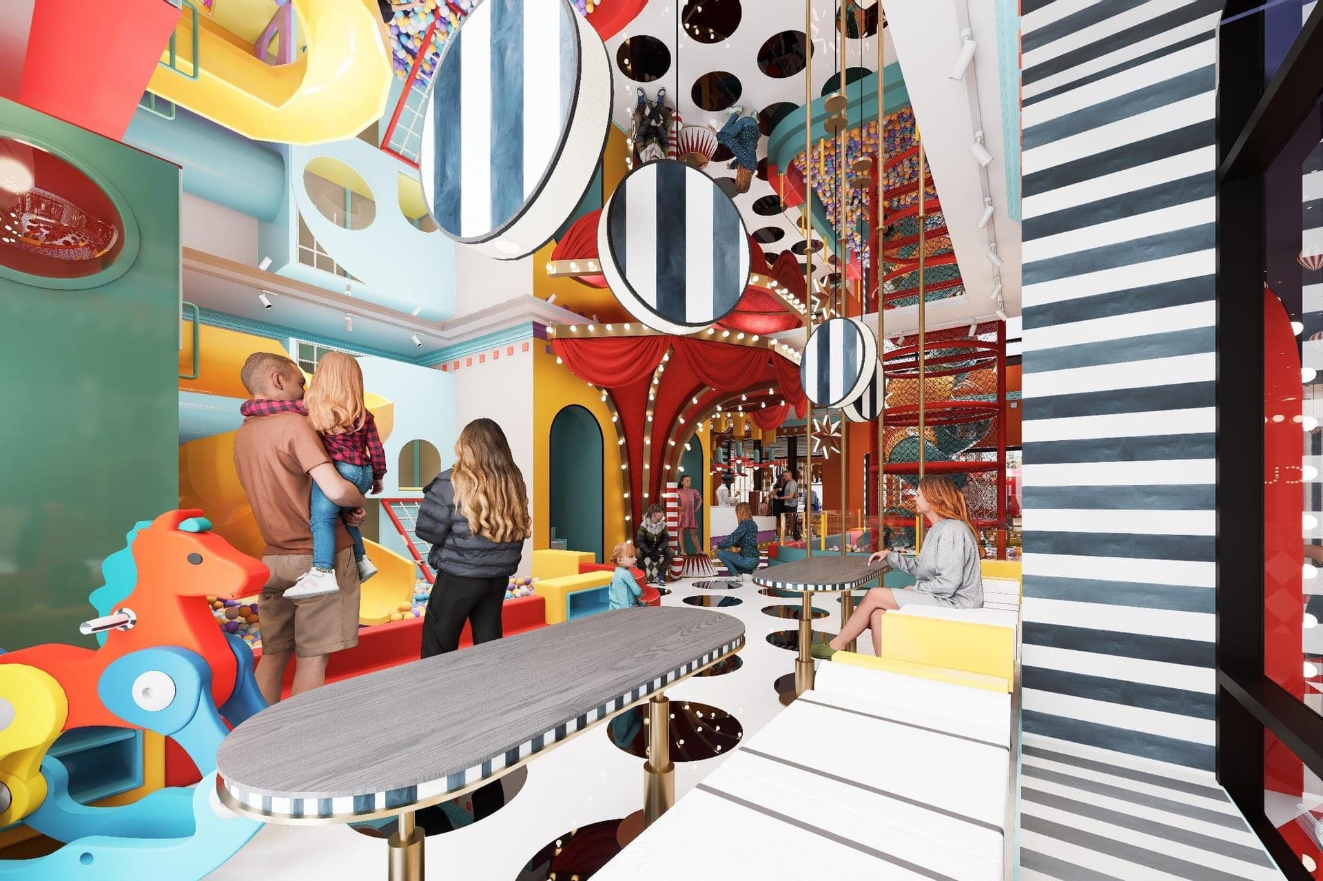 Pupilla Circus Ankara — sirk temalı çocuk eğlence merkezi cephe ve iç mimari tasarımı — görsel 19/47