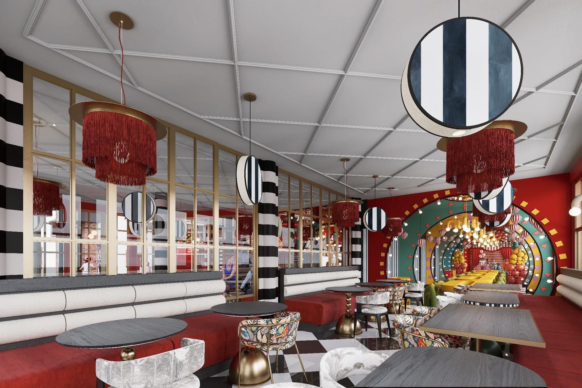 Pupilla Circus Ankara — sirk temalı çocuk eğlence merkezi cephe ve iç mimari tasarımı — görsel 28/47