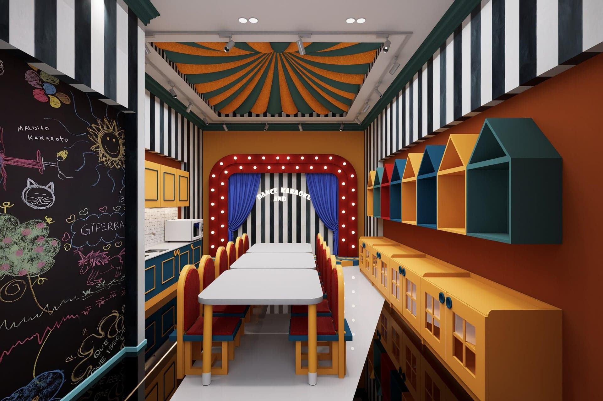 Pupilla Circus Ankara — sirk temalı çocuk eğlence merkezi cephe ve iç mimari tasarımı — görsel 43/47