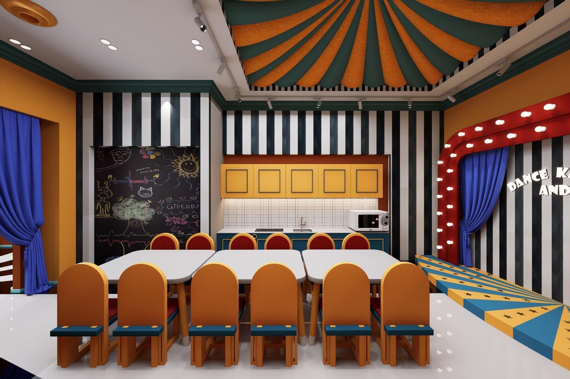 Pupilla Circus Ankara — sirk temalı çocuk eğlence merkezi cephe ve iç mimari tasarımı — görsel 44/47
