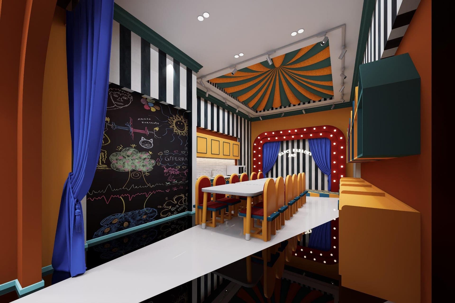 Pupilla Circus Ankara — sirk temalı çocuk eğlence merkezi cephe ve iç mimari tasarımı — görsel 46/47
